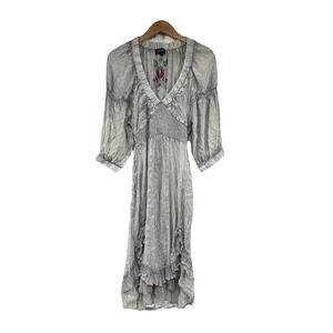 Young Threads Gray Mineral Wash Boho Western Renaissance Ethereal Dress S